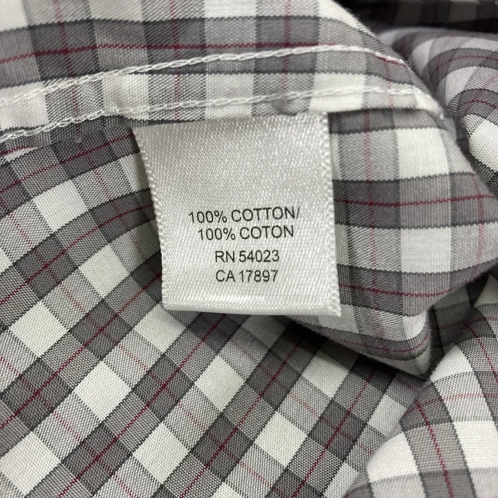 Banana Republic Mens White Gray Non Iron Slim Fit Long Slv Oxford‎ Shirt 16.5/32